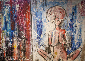 Abstract Woman with Red/Blue/White Background